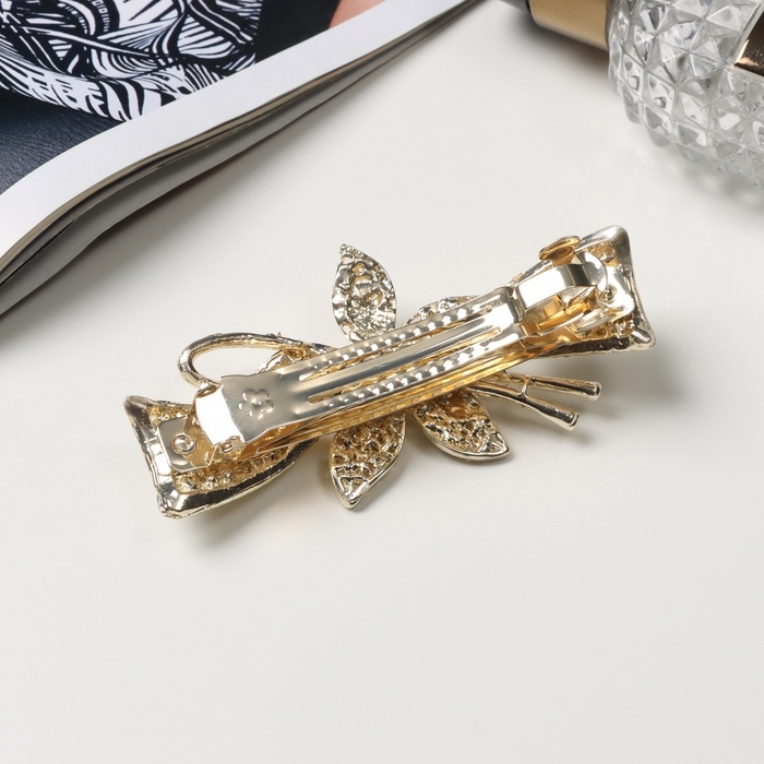 Заколка-автомат для волос "Ливия" цветок стиль, 8,5 см, золото