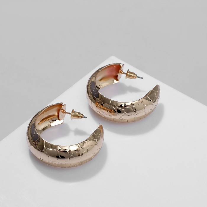 Серьги металл &laquo;Выпуклые&raquo; широкие, цвет золото