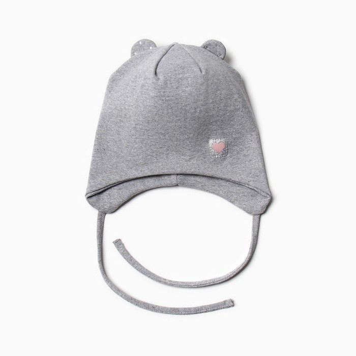 Шапка-мишка для девочки, цвет серый меландж, размер 46-50 Шапка-мишка для девочки, цвет серый меландж, размер 46-50