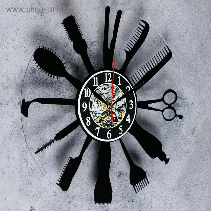 Часы настенные, серия: Интерьер, "Парикмахерская", плавный ход, 30 х 30 см