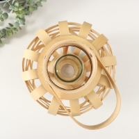 Подсвечник бамбук "Фонарик. Плетёный узор" 33х23,5х23,5 см