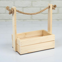 Набор кашпо деревянных 2 в 1 (25&times;15&times;30; 21&times;12&times;23 см) "Dear", ручка канат, натуральная сосна