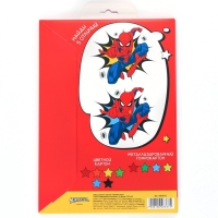 Картон цветной гофрированный, А4, 10 листов, 10 цветов, немелованный, двусторонний, в папке, 230 г/м&sup2;, Человек-паук