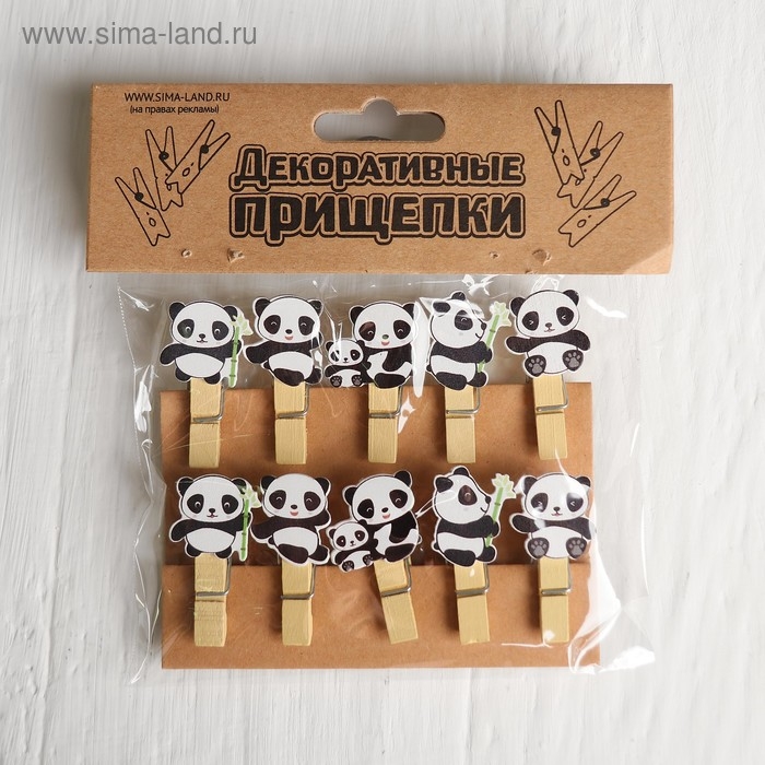 Набор декоративных прищепок «Панды» набор 10 шт. Набор декоративных прищепок «Панды» набор 10 шт.