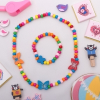 Набор детский «Выбражулька» 2 предмета: бусы, браслет, бабочки нежность, цвет бело-розовый Набор детский «Выбражулька» 2 предмета: бусы, браслет, бабочки нежность, цвет бело-розовый