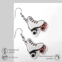 Серьги &laquo;Ролики&raquo;, цвет чёрно-белый в серебре