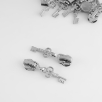 Бегунок автоматический для молнии &laquo;Спираль&raquo;, №5, декоративный &laquo;Ключ&raquo;, 10 шт, цвет никель