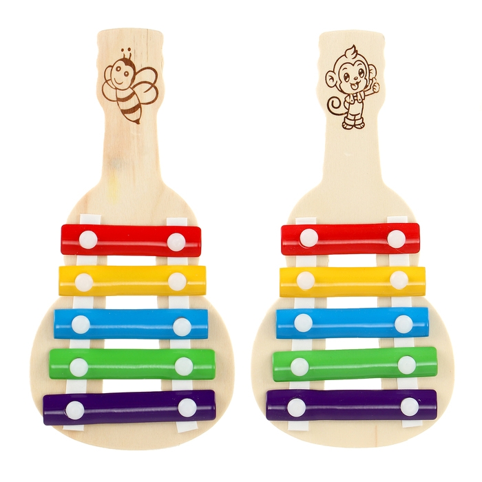 Металлофон &laquo;Гитара&raquo; 21&times;10,5 &times; 1,5 см, 2 палочки, МИКС