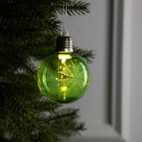 Ёлочный шар &laquo;Снежинка&raquo;, батарейки, 1 LED, свечение тёплое белое