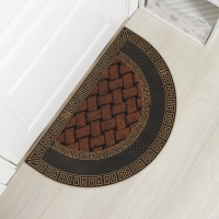 Коврик придверный полукруглый Доляна &laquo;Меандр&raquo;, 45&times;75 см, цвет золотой