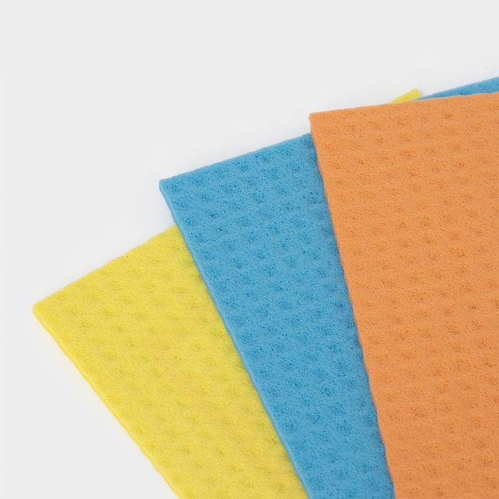 Салфетки из целлюлозы губчатые Доляна, тряпки для уборки, 15&times;17 см, 3 шт