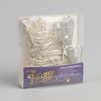 Гирлянда &laquo;Мишура&raquo; 5 м роса, IP20, серебристая нить, 100 LED, свечение мульти, USB