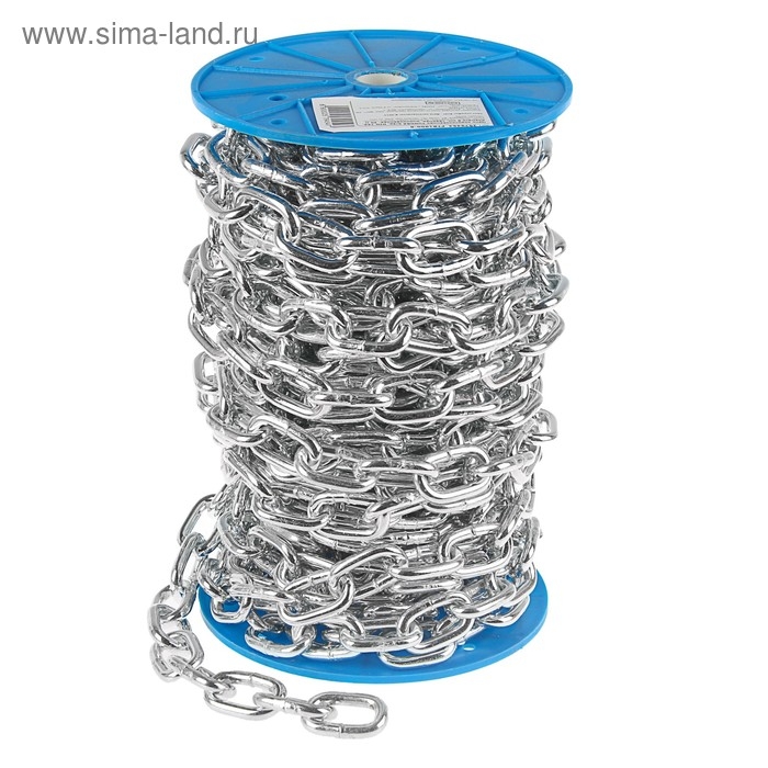 Цепь короткозвенная ТУНДРА krep, DIN766, диаметр 8 мм, сварная, оцинкованная, 20 м