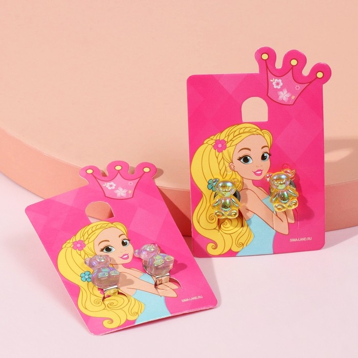 Клипсы детские &laquo;Выбражулька&raquo; медвежонок, цвет МИКС