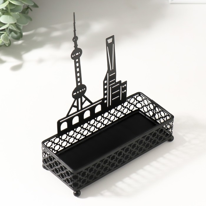 Подставка интерьерная металл Подставка интерьерная металл "Город" чёрный 6,3х14,5х18,5 см