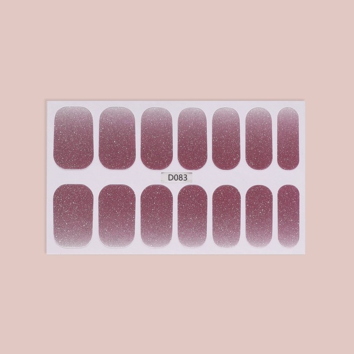 Плёнки для маникюра, 14 шт, с блёстками, цвет светло - лиловый