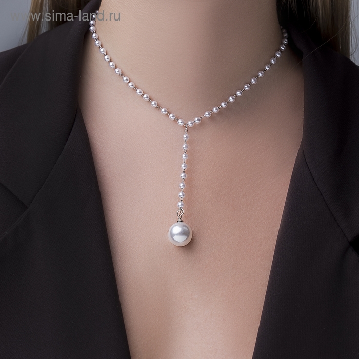 Колье с жемчугом &laquo;Олимпия&raquo;, цвет белый в серебре, 32 см