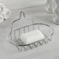 Мыльница подвесная овальная Доляна, 13.5&times;10.5&times;8 см, серебристая