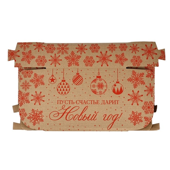 Коробка новогодняя складная &laquo;Новогодние шары&raquo;, бурый, 27 х 21 х 9 см, Новый год