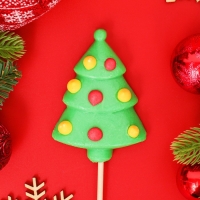 Новый год. Карамель леденцовая на палочке "3D Ёлочка с узорами", 40 г