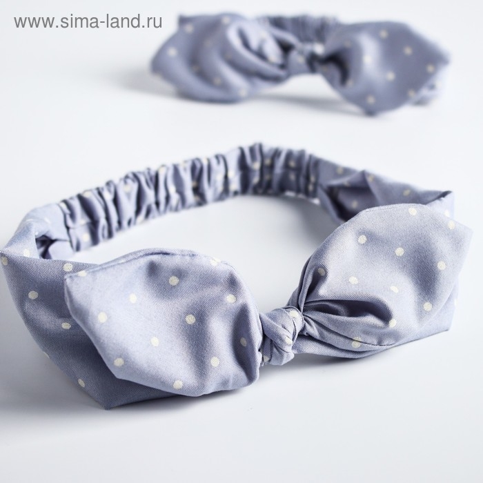 Повязка на голову для мамы и дочки &laquo;Набор для фотосессии: горошек&raquo;, 2 шт., цв. серый, M&B