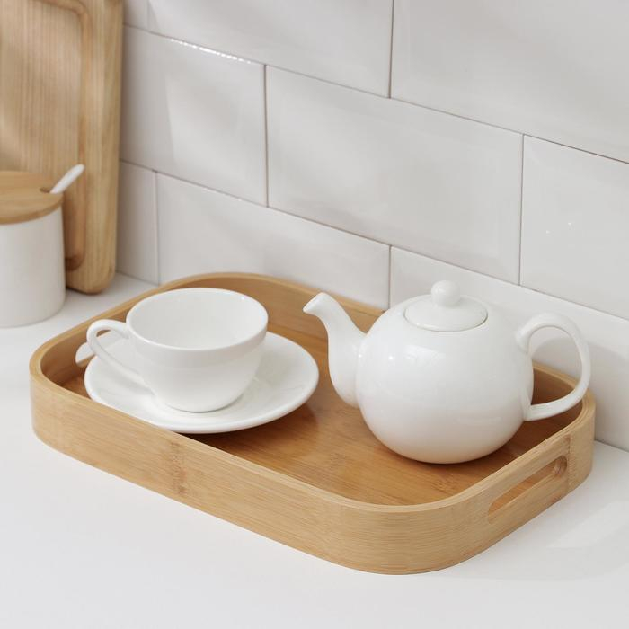 Поднос с ручками Доляна Striata, 33&times;22&times;4,8 см, бамбук