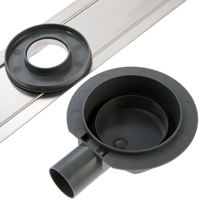 Трап ZEIN engr, c флaнцeм свободного вращ 360&deg;, 7*90 см, d=40/50 мм, нерж сталь, сатин