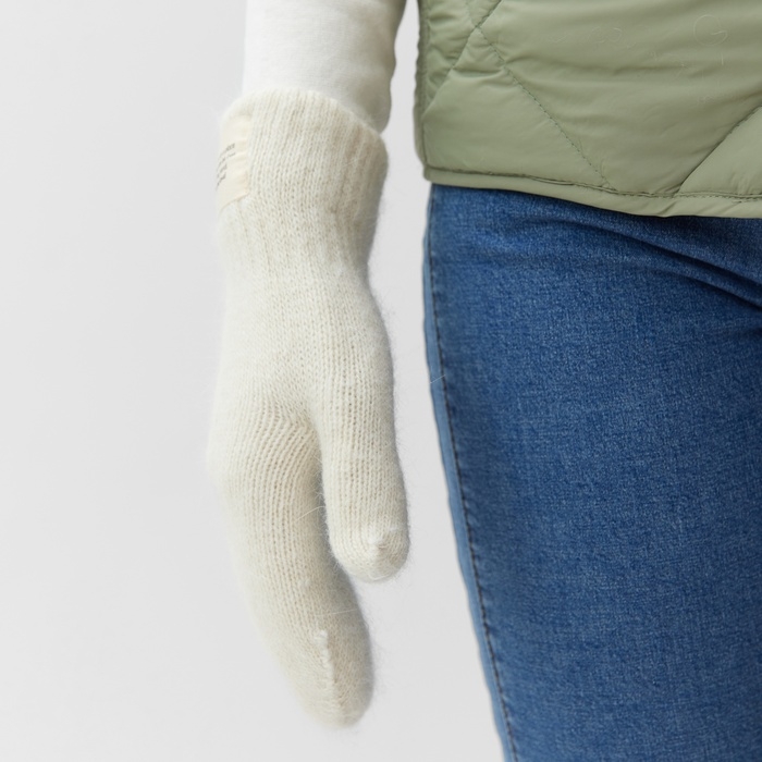 Варежки женские MIST с шерстью кролика, р-р 22 см, цв. молочный Варежки женские MIST с шерстью кролика, р-р 22 см, цв. молочный