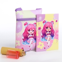 Прдарочный набор для девочки &laquo;Конфетка&raquo; с сумочкой, карандашами и раскраской