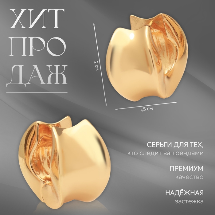 Серьги металл &laquo;Аккорд&raquo; круг вогнутый, цвет золото