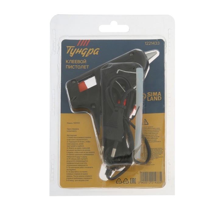 Клеевой пистолет ТУНДРА, 20 Вт, 220 В, 7 мм Клеевой пистолет ТУНДРА, 20 Вт, 220 В, 7 мм