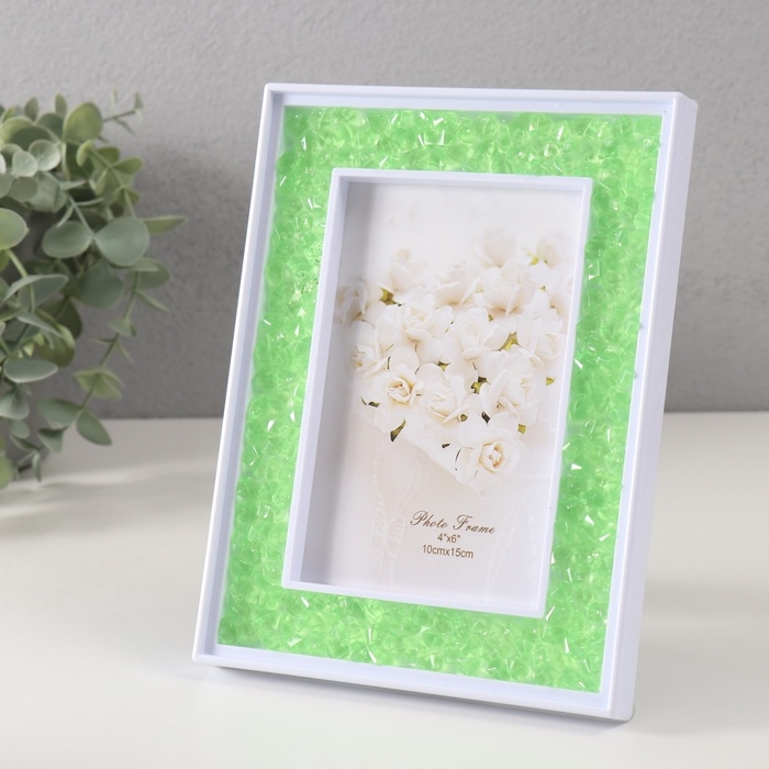 Фоторамка пластик 10х15 см "Зелёные камешки" 2х14,7х19,7 см