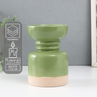 Подсвечник керамика на 1 свечу "Атлант" песочно-зелёный 9,3х9,3х13,5 см