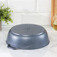 Жаровня &laquo;Гранит&raquo;, 3 л, d=26 см, h=8 см, антипригарное покрытие, стеклянная крышка, цвет серый