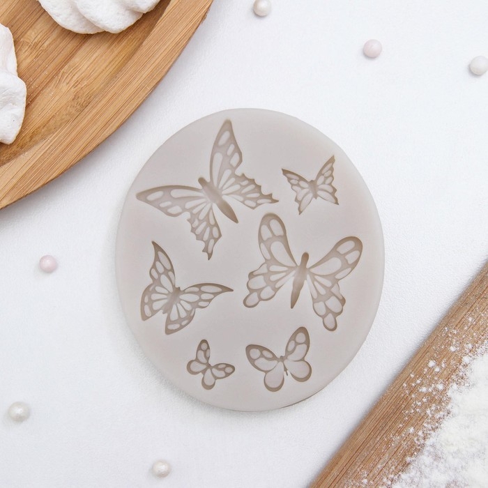 Молд Доляна &laquo;Шесть бабочек&raquo;, силикон, 8,4&times;7,5 см, цвет МИКС