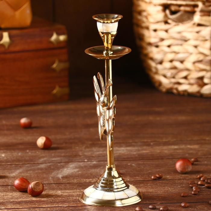 Подсвечник Подсвечник "Цветная бабочка" латунь, перламутр 8,5х8,5х22 см