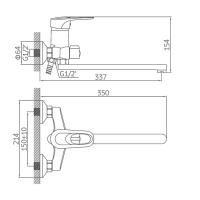 Cмеситель для ванны Accoona A7130A, однорычажный, с душевым набором, латунь, сатин Cмеситель для ванны Accoona A7130A, однорычажный, с душевым набором, латунь, сатин