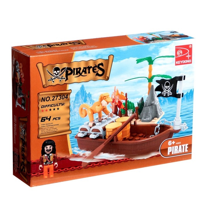 Конструктор «Пиратская лодка», 62-66 деталей, МИКС Конструктор «Пиратская лодка», 62-66 деталей, МИКС