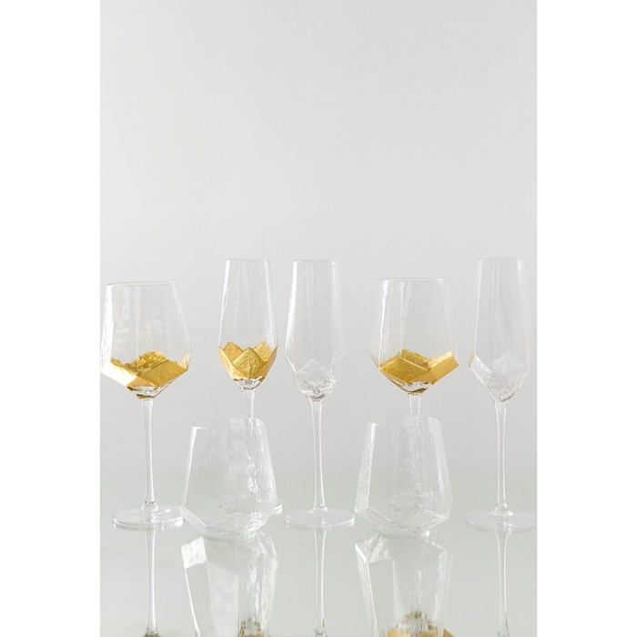 Набор бокалов для шампанского стеклянный Magistro &laquo;Дарио&raquo;, 180 мл, 7&times;27,5 см, 6 шт, цвет золотой