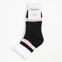 Носки женские махровые &laquo;Снежинки&raquo;, цвет черный, размер 23-25