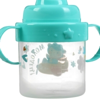 Поильник детский с твёрдым носиком &laquo;мишка&raquo;, 140 мл., с ручками, цвет бирюзовый