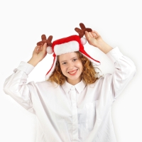 Карнавальная шапка &laquo;Ушанка&raquo; с рожками