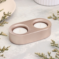 Подсвечник "Мрамор" из гипса для двух свечей овальный, 12х6х3см, шампань Подсвечник "Мрамор" из гипса для двух свечей овальный, 12х6х3см, шампань