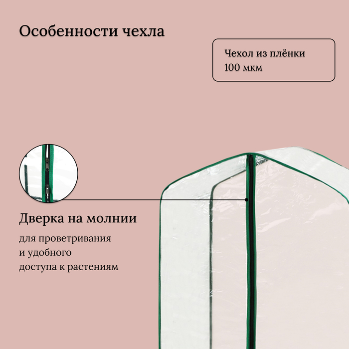 Парник-стеллаж, 3 полки, 110 × 65 × 40 см, металлический каркас d = 16 мм, чехол плёнка 100 мкм Парник-стеллаж, 3 полки, 110 × 65 × 40 см, металлический каркас d = 16 мм, чехол плёнка 100 мкм