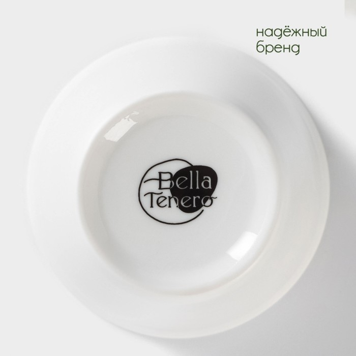 Банки для хранения сыпучих продуктов с ложками на бамбуковой подставке BellaTenero, 7 предметов: 3 банки 150 мл, 3 ложки, фарфоровая, цвет белый