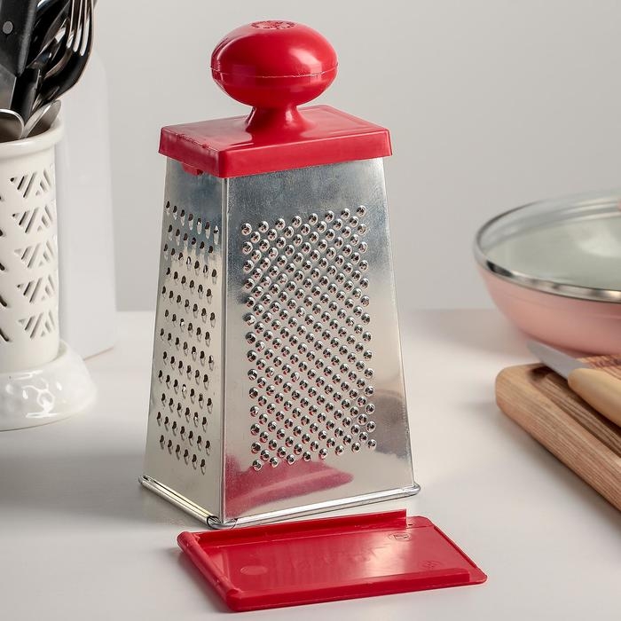 Тёрка &laquo;Комфорт&raquo;, 4 грани,с крышкой-дозатором и круглой ручкой, 11&times;8,5&times;23 см, цвет МИКС