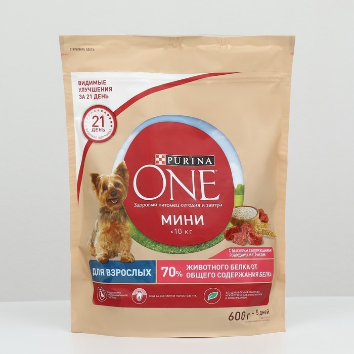 Сухой корм ONE Сухой корм ONE "Моя собака уже взрослая" говядина/рис 600 г