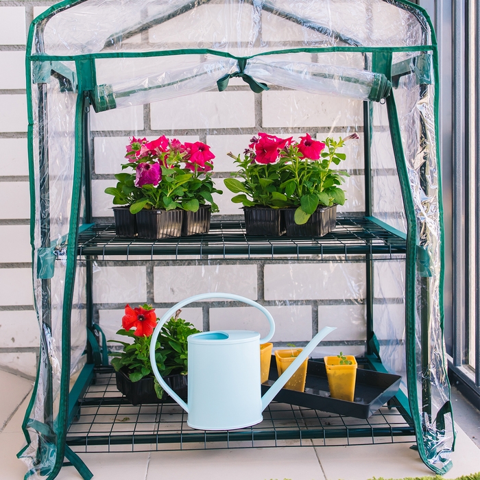 Парник-стеллаж, 2 полки, 93 × 69 × 49 см, металлический каркас d = 16 мм, чехол плёнка 80 мкм, Greengo Парник-стеллаж, 2 полки, 93 × 69 × 49 см, металлический каркас d = 16 мм, чехол плёнка 80 мкм, Greengo