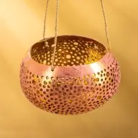 Подсвечник подвесной из кокоса, 14&times;14&times;10 см, тёмно золотисто-розовый