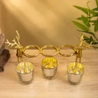 Подсвечник на 3 свечи &laquo;Оленята&raquo;, 29&times;8&times;13 см, алюминий